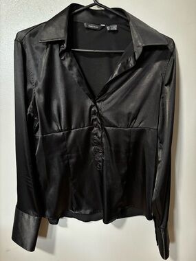 Zara black silk blouse shirt